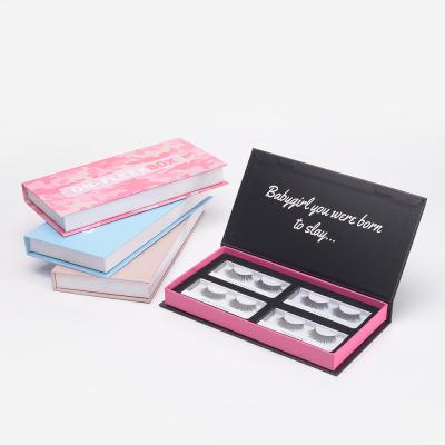 China Handmade Custom Luxury Magnetic Narrow Velvet Paper Cardboard Eyelash Packing Box for sale