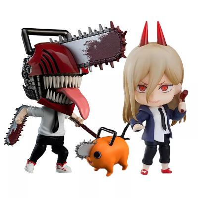 China Cartoon Toy 10CM Anime Figure Q Version Chainsaw Man Denji 1560 Power PVC 1580 Action Numbers Change Face Model Doll Toys for sale