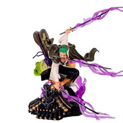 China One Piece Toy 22CM Action Numbers Three-Knife Skill Roof Kimono Roronoa Zoro Anime Figure Fighting PVC Toy Gift Cartoon for sale