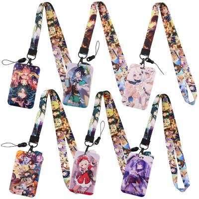 China Genshin Popular Fashion 100 Impact Style Anime Card Holder Game Card Plastic Bag With Lanyard ID Card Holder Neck Strap Anime for sale