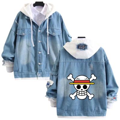 China 19 Styles Breathable Anime Cartoon Pattern Denim Jacket Party One Piece Cosplay Costume for sale