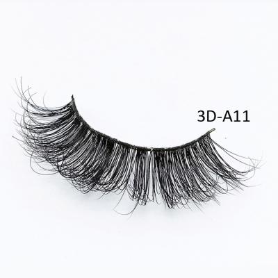 China 3D Mink Hand Made 100% Black Cotton Strip Eyelash Mink Fur Multiple Layered 3D False Eyelashes for sale