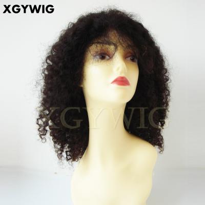 China 100% Remy African American Afro Kinky Curly Hair Cheap Indian Remy Hair 16inch Full Lace Wigs For Black Women for sale