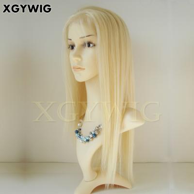 China Straight 10 - 40 Inch Full Lace Wig Virgin Brazilian Blonde Silky Straight Overnight Hair 613 Stockings for sale