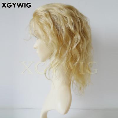 China Short 100% Human Hair Big Full Skin Cap Front Cap Thin Transparent Wavy Loose Wave Brazilian Virgin Brazilian Loose Wave Men's Blonde Wigs for sale