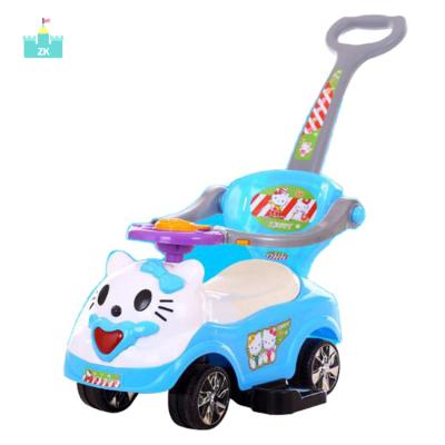 China Multifunctional Eco-friendly Cartoon Personality Music Children Swing Ride On Cars With Push Handle Baby Sliding Car for sale