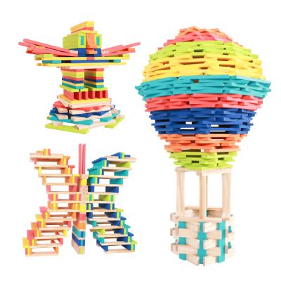 China 300pcs Building Toy Wholesale Colored Toy Wooden Brain Training Alternative Building Toys Wooden Blocks for sale