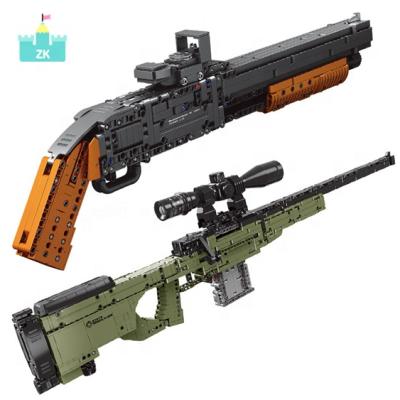 China Building Block Material Eco-friendly High Quality Gun Toys Simulation Firearms Battlefield Firewire Shotgun Sniper Gun With Sight for sale