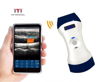 China Newest Mini Wifi 128 Elements Metal Dual Head Color Portable Doppler Ultrasound Three Probe Scanner Wireless for sale