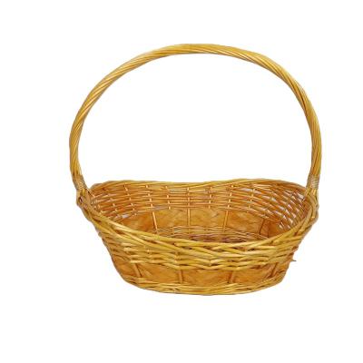 China Sustainable Boat Shape Wicker Honey Baskets For Fruits And Gifts With Handles Wood Waste Picnic Baskets Egg Storage Basket for sale