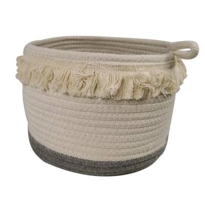 China Multifunctional Decorative Hanging Baskets Cotton Rope Basket Makeup Organizer Toy Organizer Basket Viable Storage for sale