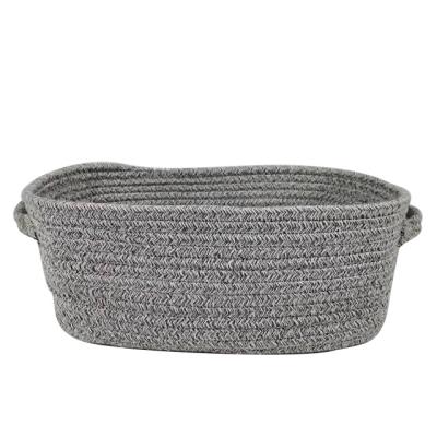 China Sustainable Soft Cotton Small Portable Foldable Handmade Rope Woven Food Toys Kids Basket Home Storage for sale