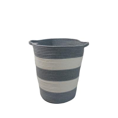 China Round Gray Sustainable Cotton Rope Baskets For Rope Sheet Woven Laundry Baskets Toys Organizer Bathroom Storage Home Decor Basket Storage for sale