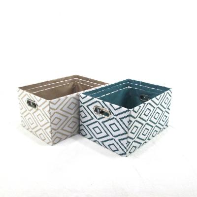 China Sustainable Fabric Storage Bins With Metal Handles Shelf Storage Boxes Rack Cardboard Container for sale