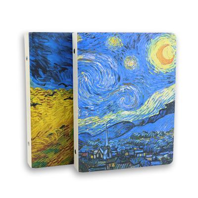 China Ring Binder Notebook Printed Loose Leaf Van Gogh Notebook Logo School Supplies for sale