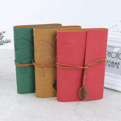 China Mini School Supplies Blank Kraft Paper Notebook Cover A6 Printed Leather Travel Journal Logo Kraft With Foil Strip for sale