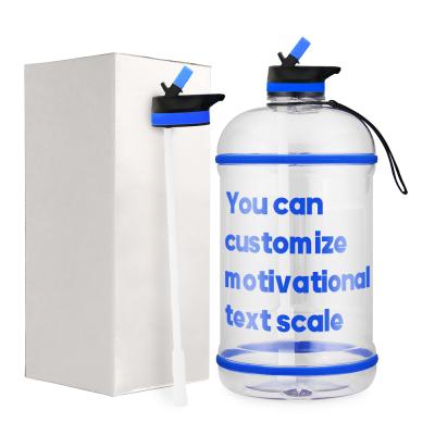 China Sustainable Reusable PETG Gym Fitness Leakproof Water 1 Gallon Bottle With Motivational Words for sale