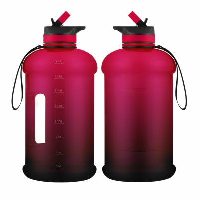 China Hot Selling Sustainable 1 Gallon Plastic Water Bottle 2.2L Gym Water Bottles With Customized Time Marker for sale