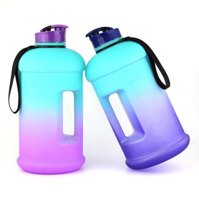 China Sustainable Quality 2.2L Custom Gradient Colorful Portable Color Changing Plastic Water Bottles for sale