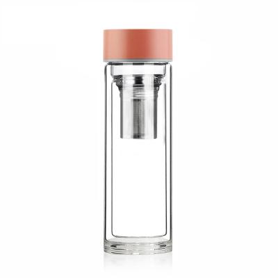 China Viable wholesale low price high quality portable transparent glass thermos bottle with strainer can make tea for sale