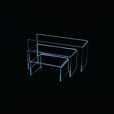 China Wholesale Clear Acrylic Table Rack Supermarket 3 Tiers Display Riser for sale