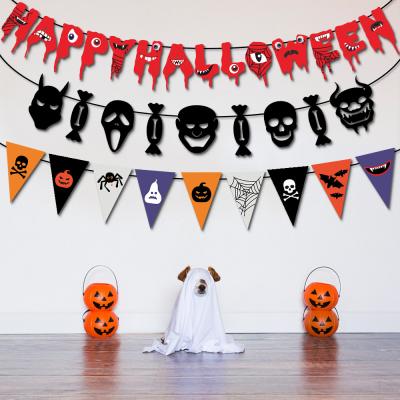 China Halloween Props Halloween Props 2021 Three Wall Party Supplies New Style Bloody Window Decor Happy Halloween Hanging Banner for sale