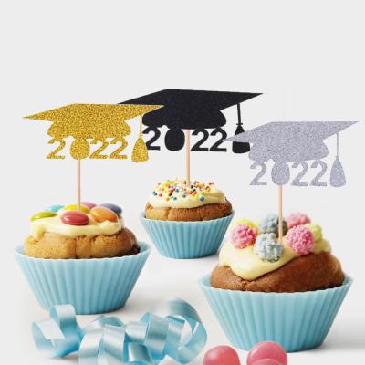 China 2022 Cake Topper Graduation Cupcake Toppers For Graduation Party Mini Cake Decorations Food Fruit Picks For Cake Topper for sale