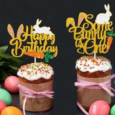 China Amazing Rabbit Bunny Easter Cake Topper Some Cake Topper is Theme for Happy Birthday Girl Boy Kids 1st Birthday Party Supplies for sale