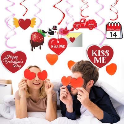 China Wall Decor 30PCS Valentines Day Swirls Talking Hanging Heart for Valentine's Day Party Decorations Supplies Ceiling Wall Decor for sale