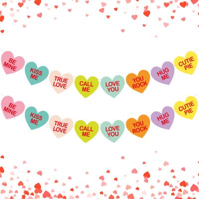 China Valentine Conversation Candy Hearts Banner Wall Decor Newcomers Garland for Valentines Day Party Decoration Supplies for sale