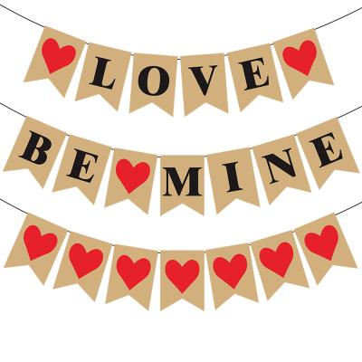 China Wholesale Wall Decor Love Banner and Be Mine Banner Valentine's Day Garland for Wedding Birthday Decoration for sale