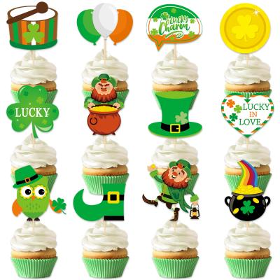 China Wholesale Cake Favor Irish St Patrick's Day Cupcake Toppers Cake Toppers For St Patrick's Day Gift Supplies Food Cake Decor for sale