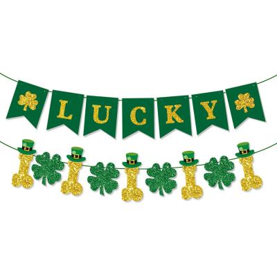 China Irish Garland Banner Party Supplies Hanging Decor Bachelorette Party Shamrock Clover Wall Decor St Patrick's Day Decorations for sale