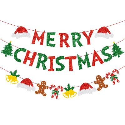 China Custom Wall Decor Amazon Hot Sale Christmas Theme Merry Christmas Banner for Birthday Xmas Party Decoration for sale