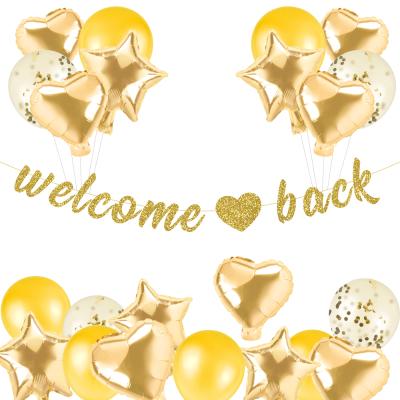 China Decoration Glitter Welcome Back Banner With Balloons Sign Teen Homecoming Baby Shower Homecoming Decorations for sale