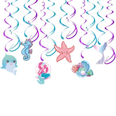 China Ceiling Decor Mermaid Theme Birthday Party Decorations Hanging Swirls Under The Sea Party Swirls For Kids Boys Girls for sale