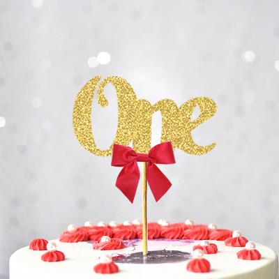 China Wall Decor Factory Gold Glitter 1st Birthday Party Decorations One Cupcake Toppers For Kids First Birthday Party Decors for sale