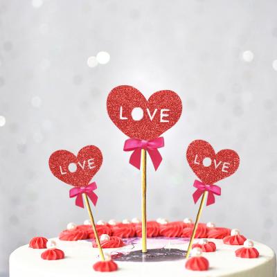 China Cake Decor Glitter LOVE Cupcake Toppers Dessert Food Cake Picks For Baby Shower Wedding Bridal Engagement Birthday Party Supplies for sale