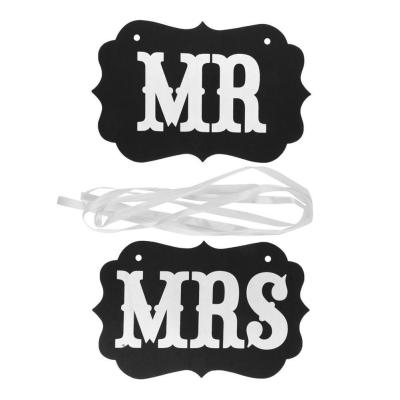 China Mr. and Mrs. Chair Wedding Decoration Flag Garland Party Decorations Bunting Chair Decor for Bridal Shower Hen Party Engagement Decoration for sale