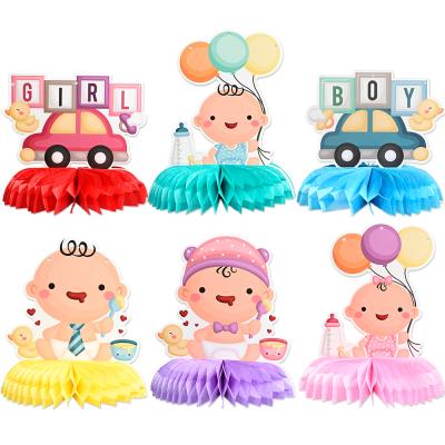 China Party Decor 6 Pcs Baby Gender Reveal Supplies Honeycomb Centerpieces Table Decorations Boy Or Girl Baby Shower Pregnancy Announcements Decor for sale