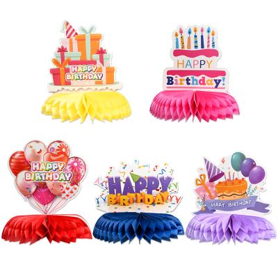 China Wholesale Table Topper Happy Birthday Pom Poms Party Decor Rainbow Honeycomb Balls Centerpieces for Kids Girls Birthday Party Baby Shower for sale