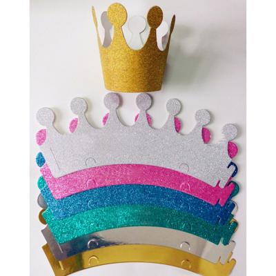 China Birthday Picks 6pcs Birthday Decorations Party Hats For Kids Glitter Party Crowns King Hats Birthday Party Photography Backdrop Gold Crown for sale