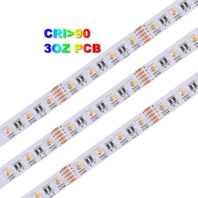 China Custom High Intensity Hotel/Home/Store/Gardon/Scenery 3000mcd PCB CRI 90 3oz Brightness Led Strip Light 24v 120led/m rgbw 60led/m for sale