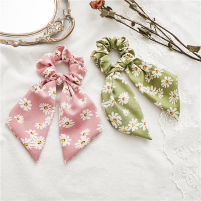 China Daisy Print Bow Streamers For Women Sweet Girls Hair Scrunchies Ponytail Girls Elastic Hair Ties Elastic Bands Hair Accessories for sale