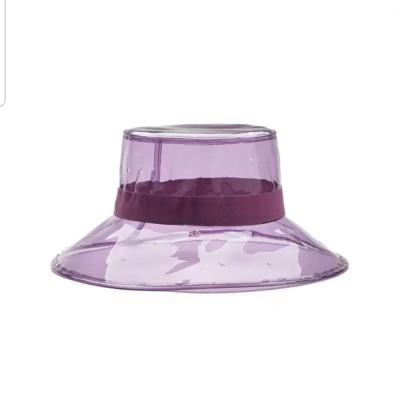 China Picture Bucket Hat Covers Women High Street Summer Beach Hat PVC Transparent Sun Visor Waterproof Rain Hat for sale