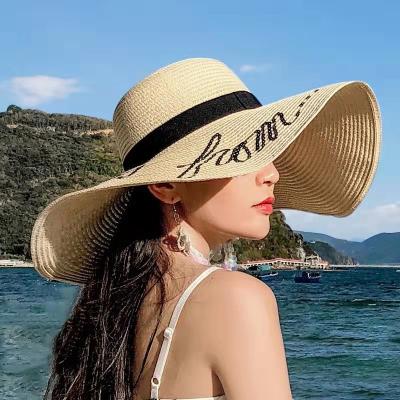 China Cool Image Straw Hat Women Sun Visor Vacation Seaside Beach Hat Tide Summer Hats for sale