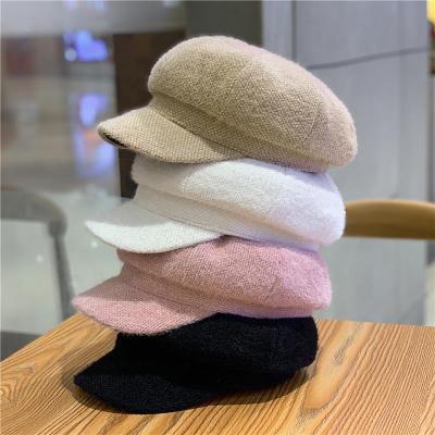 China Image Baker Boy Hat 2021 Fashion Ladies Women Leather Trim Baker Boy Peaked Cap Newsboy Hat for sale