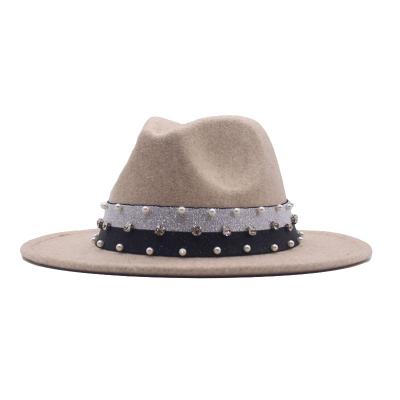 China Winter Woolen Fedora Hat Men Women Image Imitation Felt Jazz Hat Fedoras Hat Men's Fashion Church Hat for sale