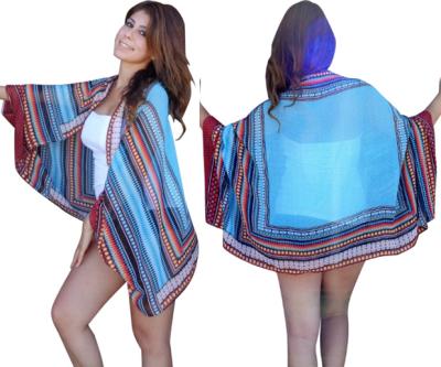 China 2017 Ethnic Anti-UV Chiffon Print Beach Cape Sarongs Cover Up Beachwear for sale