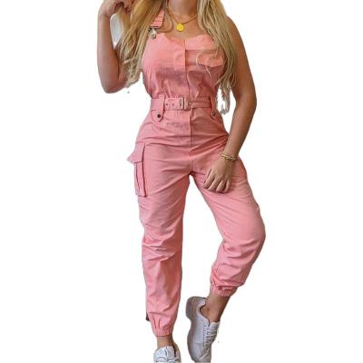 China Breathable 2021 Pocket Design Women Fashion Summer Cargo Suspender Ecowalson One Piece Overalls for sale